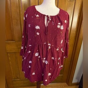Torrid Maroon Floral Blouse